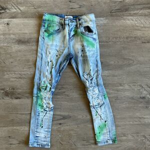 FWRD Denim Jeans Distressed Motocross size 7 Boys Paint splatter